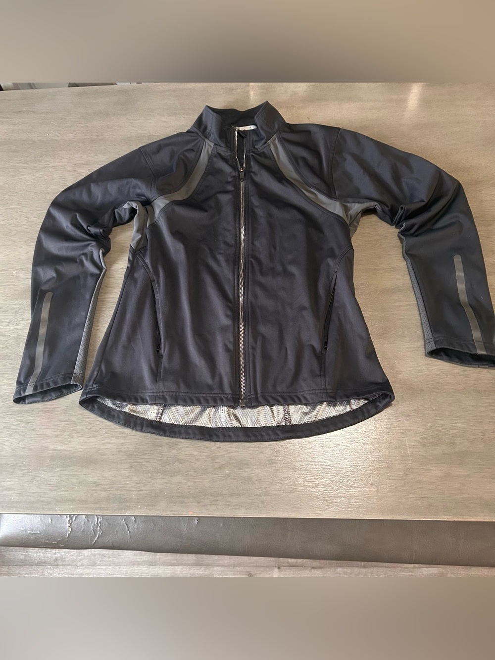 Athleta Black Gray Full Zip Athletic Running Jacket Size M